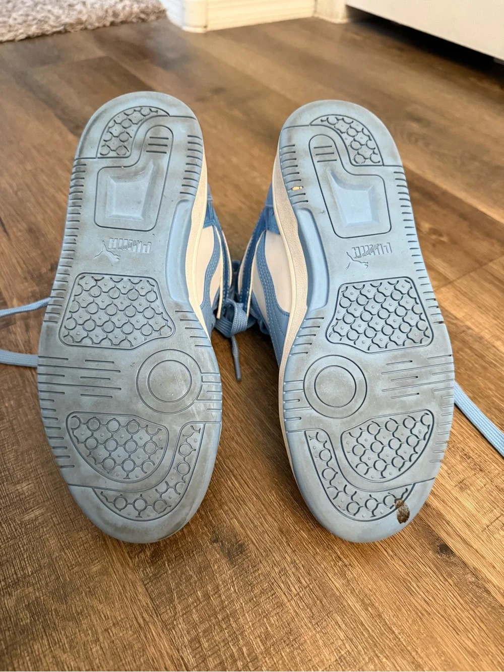 Puma Mid-Top Sneakers in Light Blue and White 6Y